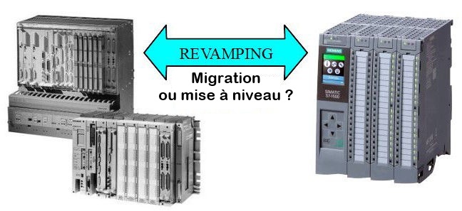 Comparaison entre ancien automate industriel obsolète et nouvel automate moderne pour projet de revamping automate lyon