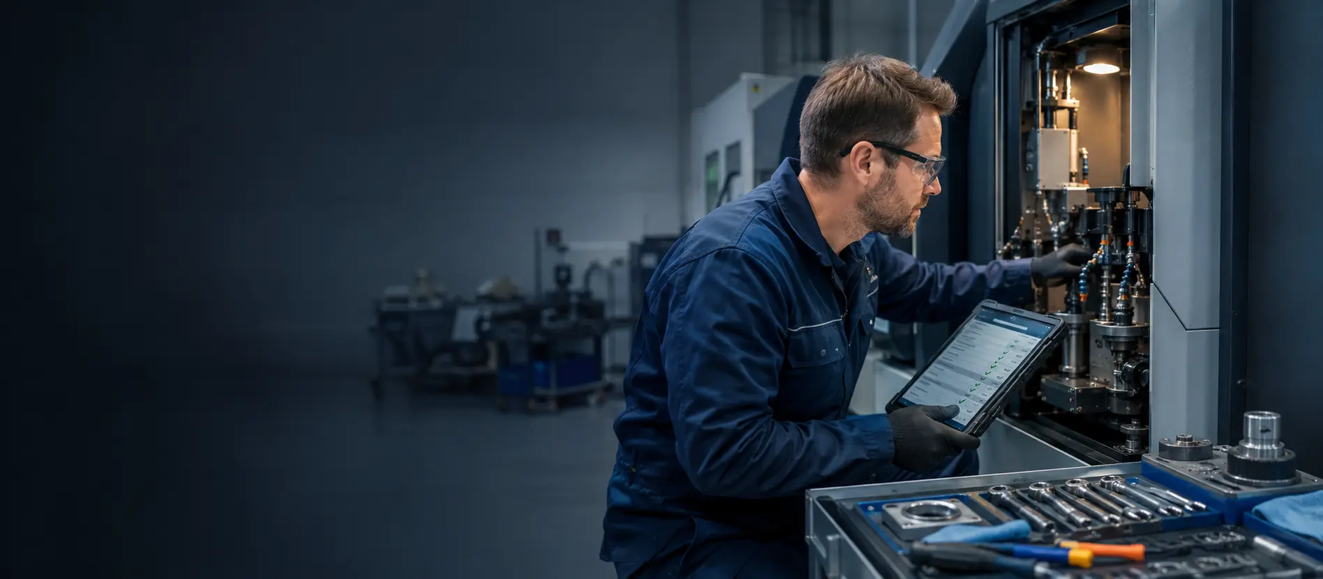 Maintenance préventive industrielle planifiée sur une machine CNC