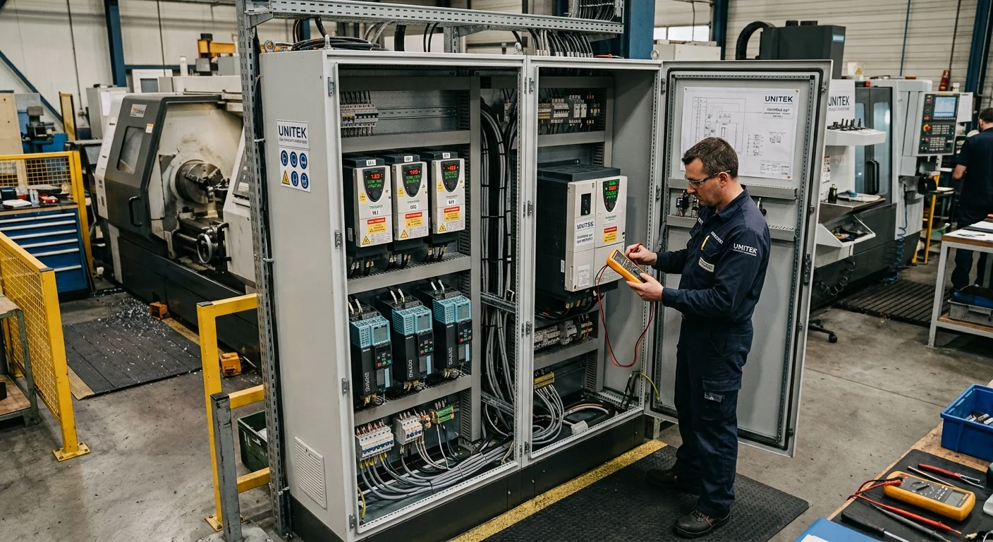 Contrôle électrique professionnel dans une armoire de machine-outil